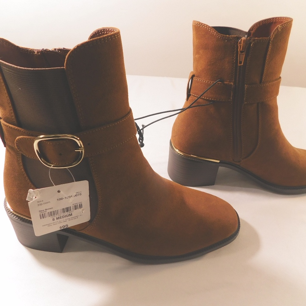 Liz Claiborne Brown Suede Buckle Ankle Boots – Size 8M - Picture 4 of 13